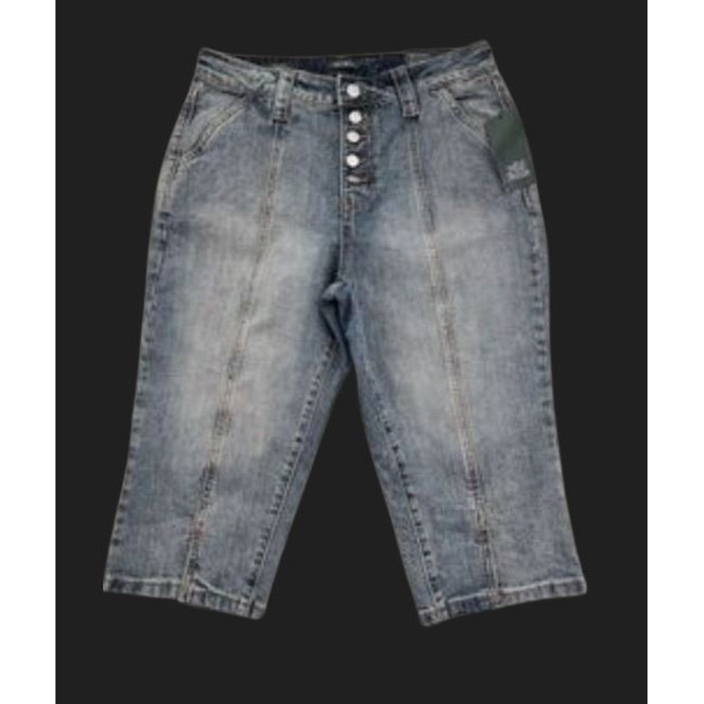 Wild Fable Women's High-Rise Button Fly 15.5" Inseam Capri Blue Jeans Size 6
